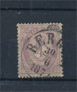 Nk 19 Ib o. Stemplet "BERG(EN) 30-6-1871". Typebestemt av Enger (Hk 1700)