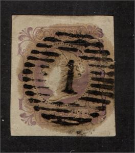 PORTUGAL  1853 Queen Maria 100 reis lila, goda marginaler. (Mi € 2000 )