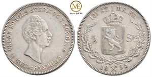 1/2 speciedaler 1855 Oscar I. Kv.1+/01