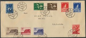 NK 259 Brev med ulike serier og Legion stemplet Bergen 1-VIII-41  (FDC for Legion)