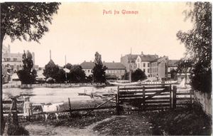 Postkort. Fredrikstad. Parti fra Glommen. (II)