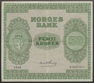50 Kroner 1948 B.0597671 Kv 1+