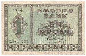 1 krone 1944 G.9841755. Kv.0