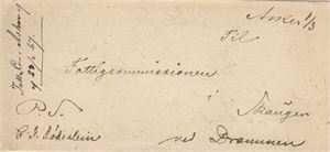 Håndskrevet Asker 1/3 (1869) (Ak) på portofritt brev til Drammen