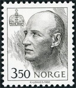 1166 x X2. Kr 3,50 Harald 1994 på Hs5-G papir. En halv tagg i venstre side. Et av norges sjeldneste postfriske merker.
