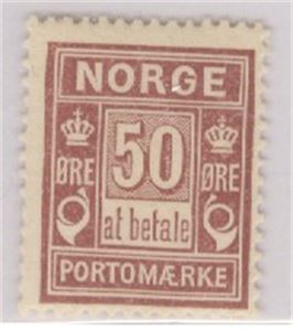 Portomerke NK 5 y ** 50ø med stående VM.