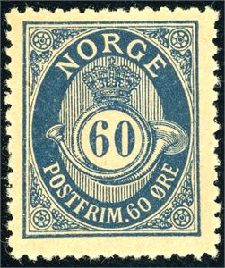 84 Y. 60 øre fintagget Knudsen med stående vannmerke. (5.000,-).