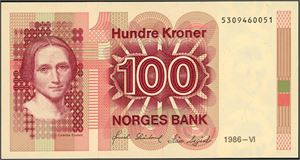 100 kroner 1986, nr 5309460051. 0