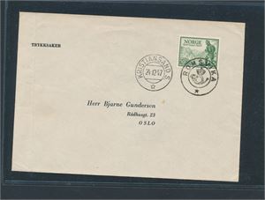 Kph "ROMSVIKA" sidestemplet "KRISTIANSAND S 24-12-47" på brev (Grad 9)
