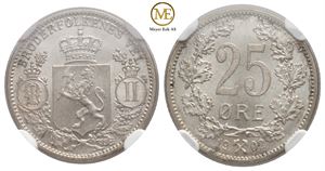 25 øre 1902 Oscar II. Kv.0