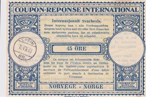 Svarmerker, 3 stk internasjonale svarbevis (2 norske st. T.heim-33 og Oslo-30, samt ett Fransk st. Paris-30.