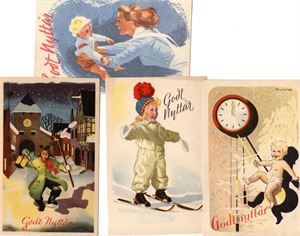 Nyttårskort. 4 kunstnerkort.