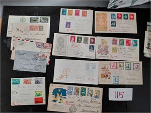 NEDERLAND/KOLONIER Lot bruksbrev, helsaker og noen få FDC. Gammelt og nyere. Noen komplette serier 30-60-tallet på filatelistiske brev er ikke FDC. De eldste i blandet kvalitet