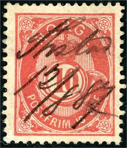 53. 10 øre 20 mm , med håndskrevet anering "Thstad 12/8 87".