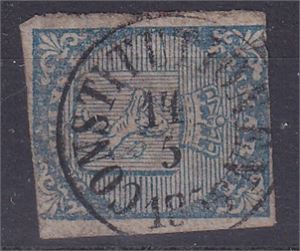 NK 1, 4 sk Våpen 1855 st."Constitutionen 14.5.1856"   2 smale marger