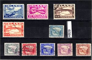 ISLAND o Mi 150-55, Gullfoss og 175B, 178A, 179B og 180B, 4 luftpostmerker (€ 93)