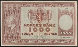 1000 Kroner 1968 A.2953300 Kv 1/1+, 5 mm rift