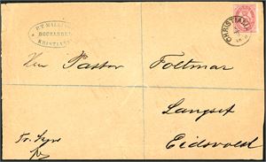 25. 10 øre skravert på trippelvektig trykksak, stemplet "Christiania 5.8.1878" og sendt til Eidsvold.