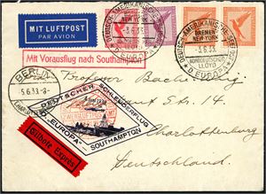 Katapult-post. 9 covers: 3 German and 6 American from 1929/35. Mixed condition.