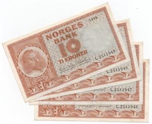10 kroner 1958 L.2511946-48. I serie. Kv.0/01