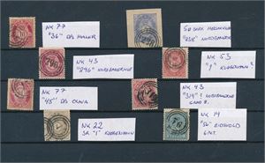 Nk ex 14-77 o. Lot merker og helsaksklipp med 3-rings nummerstempel. Noe uvanlig