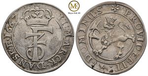 2 mark 1667 Frederik III. Kv.1+