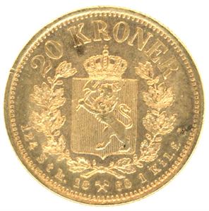 20 kroner 1886 i gull. 01