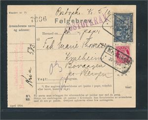 Følgebrev med Nk 100 og 116 stemplet "KRISTIANIA 22 VI 14"