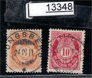 Nk 98 og 100 o. fullstempler "KONGSBERG" og "HOLMESUND"