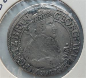 TYSKLAND, BRANDENBURG PREUSSEN, 1 ort 1623. Silvermynt med vapensköld och omskrift runt kanten.