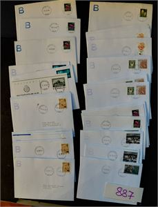 VEST-AGDER 55 mest singelfrankerte brev postnr 4400-4715, de fleste med LP-stempler med forskjellige litra