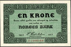 1 krone 1917, serie F.1406169. 0/01
