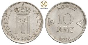 10 øre 1916 Haakon VII. Kv.0