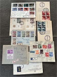 JUGOSLAVIA Lot brev og kort inkl 3 til Norge. 2 med tete-beche frankering
