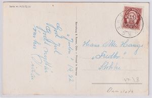 Kronet posthorn Hågsnes (KrP , VF 8pkt) på julekort 1952