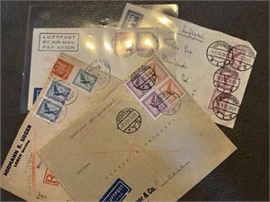 REICH 4 luftpostbrev 1926-31 til Detroit, Linköping, Oslo og Düsseldorf
