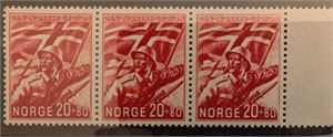 NK 259, Legion, 3-stripe postfrisk med marg.