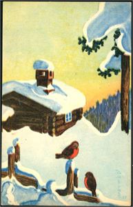 Aukrust. 23 postkort i småformat. En fra 1937, to signert "auk-", tre fra 42-serien, 10 brukt under krigen og 7 fra 1950 og nyere. Stort sett god kvalitet.