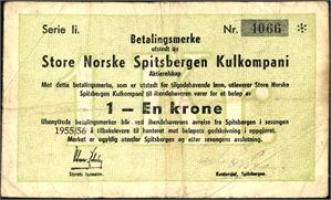 1 krone Spitsbergen 1955/56, serie Ii, Nr.4066 (Mange bretter). Også en 5 kr 1978 samt 3 russiske småvalører.