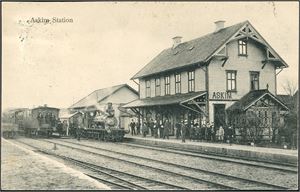 Askim Station. Sendt lokalt i 1911. K-3