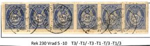 54 IId. 20 øre 20 mm i horisontal 6-stripe på lite brevstykke, stemplet "Kristiania".