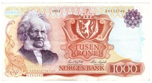 1000 kroner 1983 Z. Erstatningsseddel. Kv.1/1+