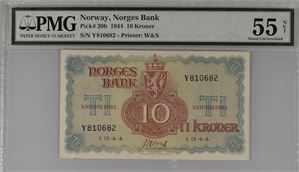 10 kroner 1944 Y, London PMG55