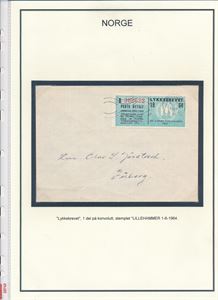 LYKKEBREVET Serie B på bruksbrev stemplet "LILLEHAMMER 1-8-1964" til Fåberg