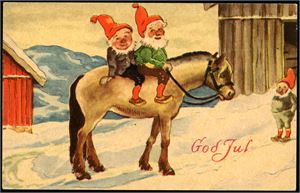 Ca 400 norske Jule-, Romantiske- og Kunstnerkort i småformat. Stort sett etter 1925.