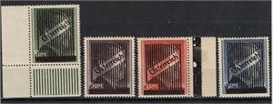 ÖSTERRIKE 1945, 1-5 RM, ej utgivna märken