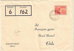 FDC Postjubileum 1947, 55 øre, vignett 4 (8 pkt). Rufsete brev