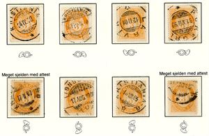 73/84. Samling fintagget Knudsen i album. Vannmerkestillinger, typer, varianter etc. samt noen brev/kort.