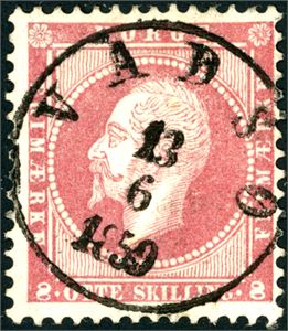 5. 8 skilling Oscar, pent fullstemplet "Vadsø 13.6.1859".