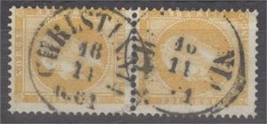 NK 2, Vertialt par 2 skill.  Stemplet Christiania 18-11-1861